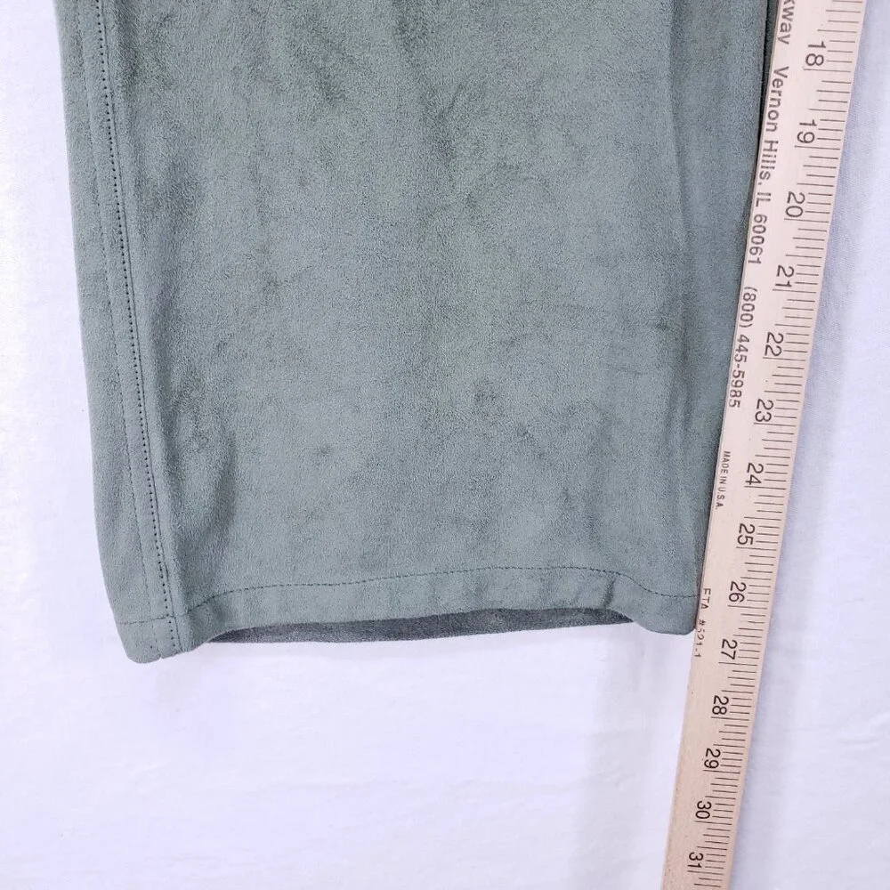 Susan Bristol Sage Green Suede 2 Piece Lounge Set Sweater Wide Leg Pants Size XL